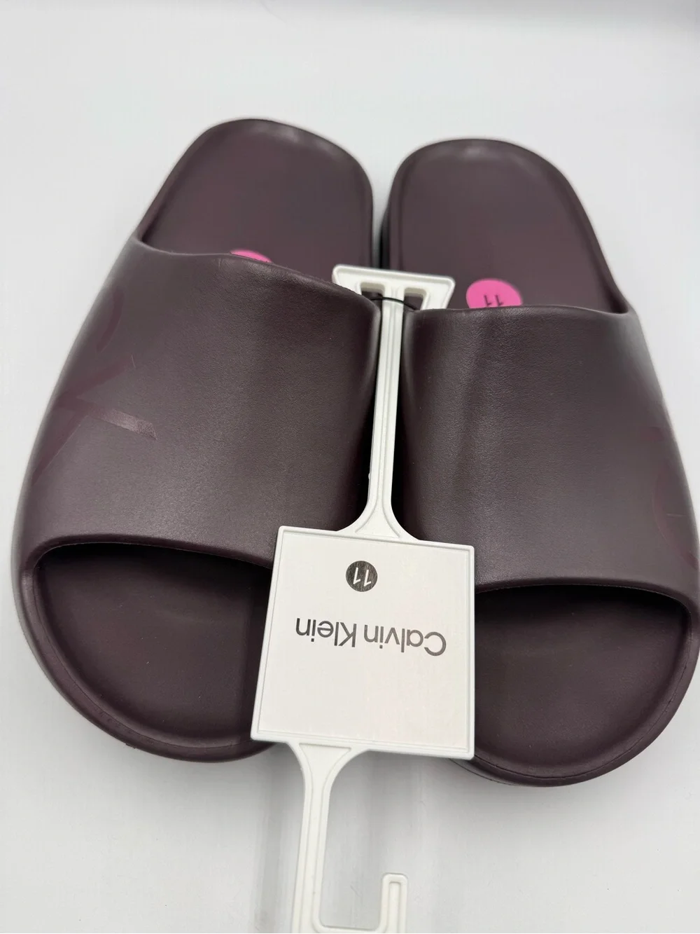 Calvin Klein Men’s Dark Plum Slide Sandals with CK Accent